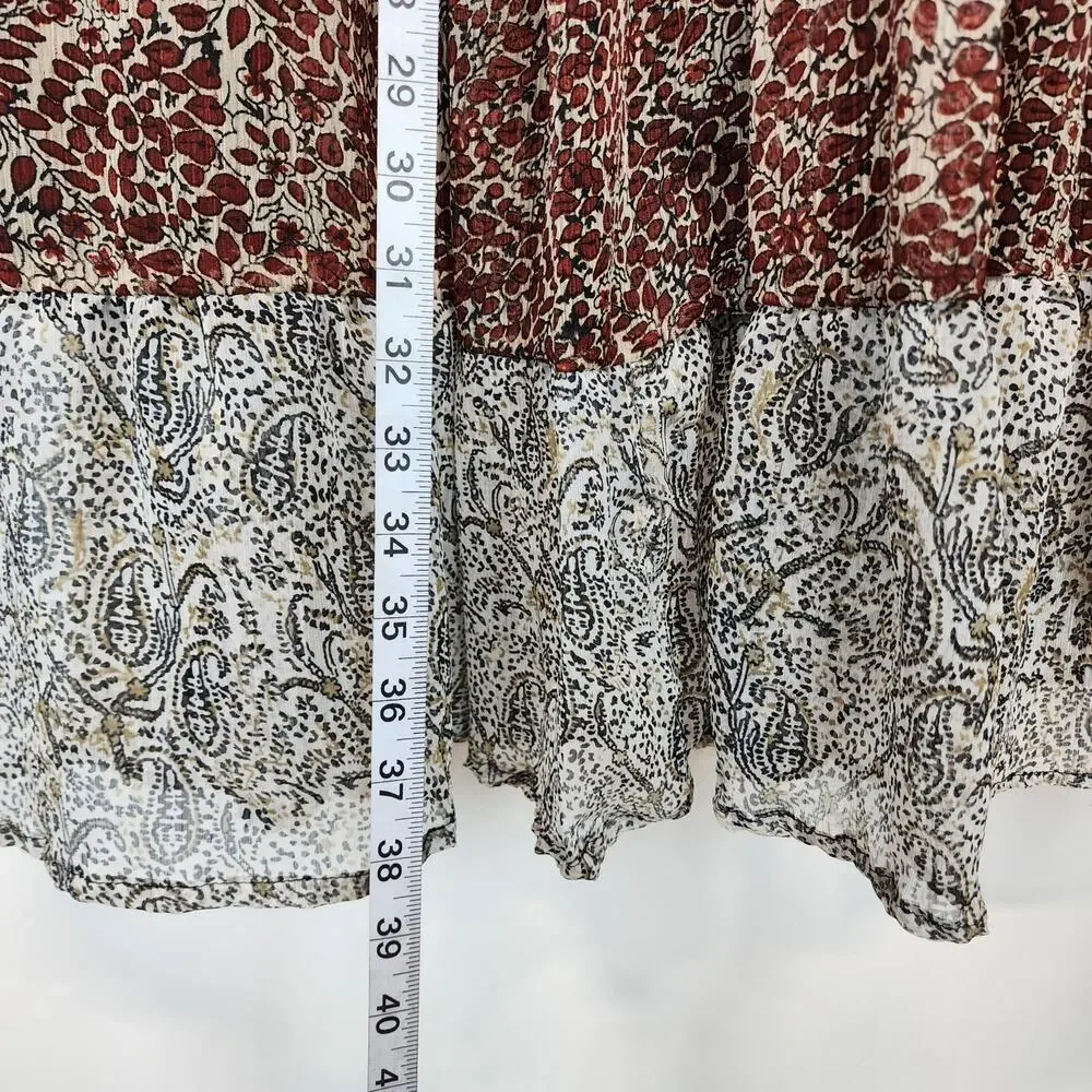 Solitaire Tiered Broomstick Maxi Skirt Size L Paisley Chiffon Lined Whimsygoth